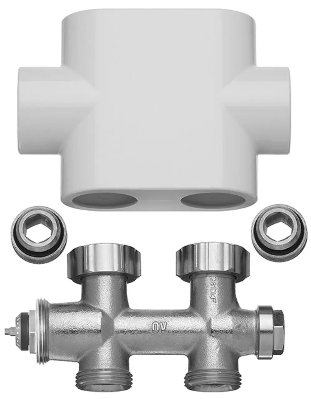 Kermi Ventilhahnblock DG incl. Blende chrom, mit dynamischer Durchflussregelung, ZV02120002